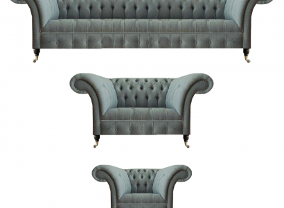 3-piece gray sofa set, luxury sofas, armchair, living room furnishings, Chesterfield