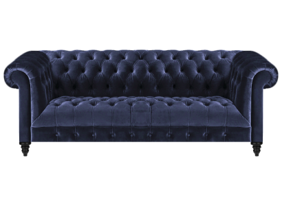 Living room sofa three-seater couch upholstered furniture blue textile Chesterfield