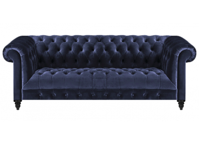 Living room sofa three-seater couch upholstered furniture blue textile Chesterfield