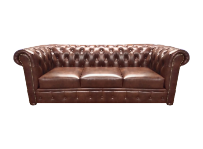 Leather sofa, three-seater sofa, brown couch, furniture, upholstered furniture, Chesterfield