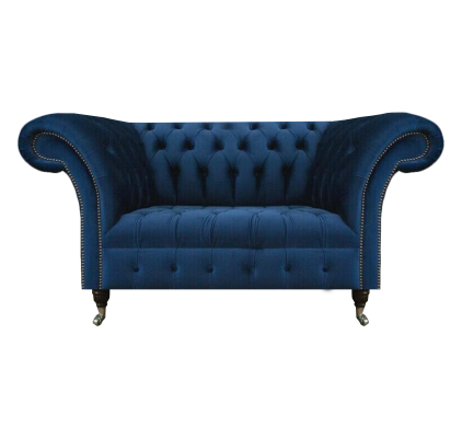 Blue Chesterfield two-seater living room upholstered furniture luxury couch