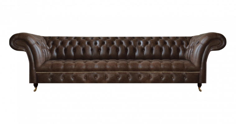 Brown leather sofa Chesterfield 4-seater couch modern leather seating furniture