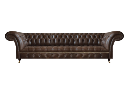Brown leather sofa Chesterfield 4-seater couch modern leather seating furniture