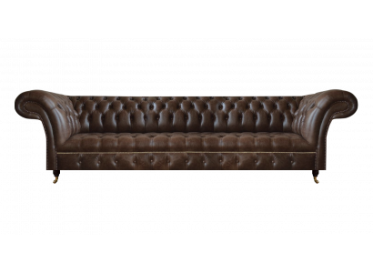 Brown leather sofa Chesterfield 4-seater couch modern leather seating furniture