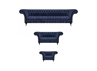 Living room blue Chesterfield couches designer seating furniture sofa set