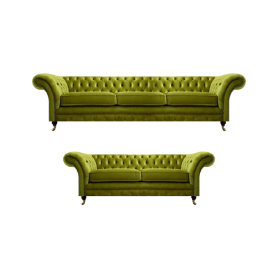Olive green Chesterfield sofa set living room complete textile furniture