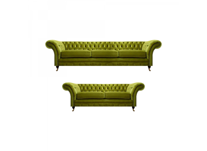 Olive green Chesterfield sofa set living room complete textile furniture