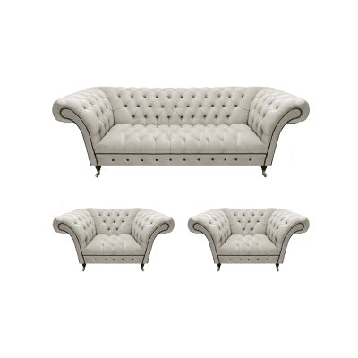 Luxurious Chesterfield Furniture Designer 2x Armchairs Modern Three-Seater
