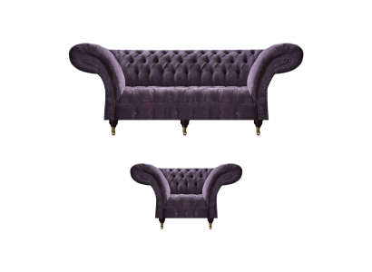 Lila Chesterfield living room fabric sofas upholstery furniture 2-piece luxury set