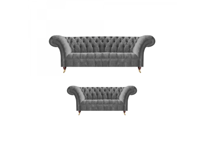 Living room grey Chesterfield sofas complete set 3-seater 2-seater