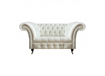 Chesterfield Living Room Couch Designer White Two-Seater Sofa Seating Furniture