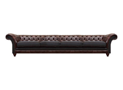 Brown Chesterfield Leather Couch Designer Four-Seater Living Room Noble Sofas