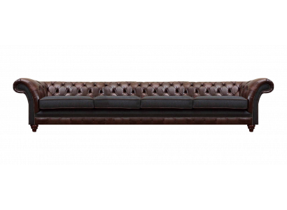 Brown Chesterfield Leather Couch Designer Four-Seater Living Room Noble Sofas