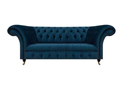 Chesterfield Blue Upholstered Two-Seater Designer Living Room Textile Furniture