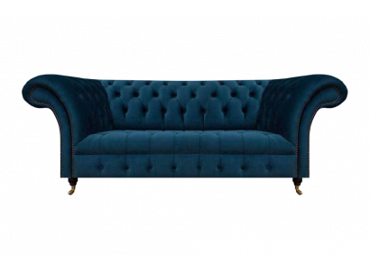 Chesterfield Blue Upholstered Two-Seater Designer Living Room Textile Furniture