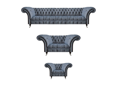 Light gray Chesterfield sofas designer suite living room couches 3-piece set