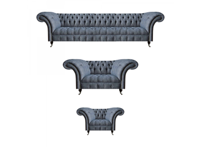 Light gray Chesterfield sofas designer suite living room couches 3-piece set
