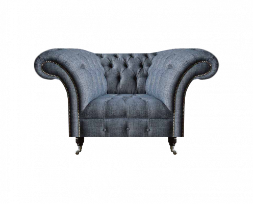 Modern Chesterfield Single-Seater Grey Living Room Textile Armchair 1-Seater