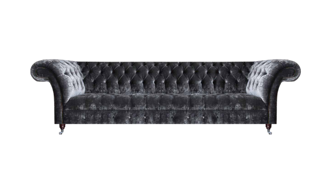 Luxury Chesterfield Four-Seater Designer Upholstery Fabric Sofa