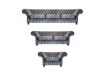 Chesterfield Gray Textile Upholstery Living Room Sofas Designer Couches