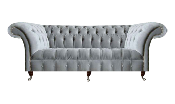 Living room grey three-seater luxurious textile sofa modern elegant couches