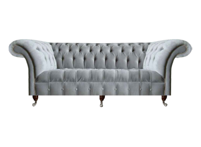 Living room grey three-seater luxurious textile sofa modern elegant couches
