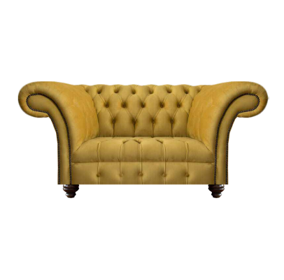 Modern Chesterfield Yellow Textile Sofa Exclusive Living Room Two-Seater