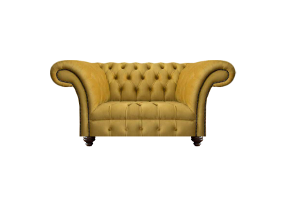 Modern Chesterfield Yellow Textile Sofa Exclusive Living Room Two-Seater
