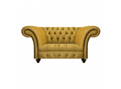 Modern Chesterfield Yellow Textile Sofa Exclusive Living Room Two-Seater