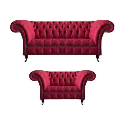 Rosa Chesterfield 3-Seater Stylish Two-Seater Living Room Textile Set