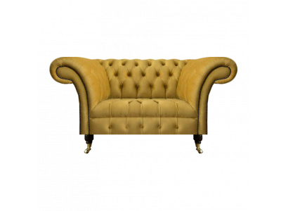 Chesterfield Designer Two-Seater Sofa Couch Living Room Luxury Yellow Upholstered Sofa