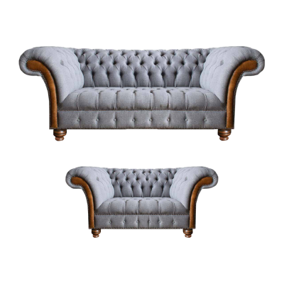 Light gray Chesterfield sofas designer textile couches upholstered seating furniture