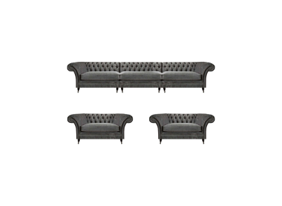 Modern Chesterfield Sofa Set Designer Upholstered Couches 3+1+1 Seater