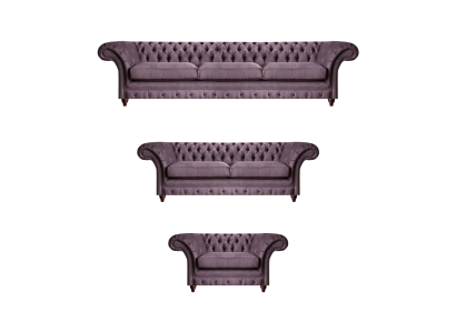 Luxurious Chesterfield Upholstery Set Noble Three-Seater Two-Seater Armchair