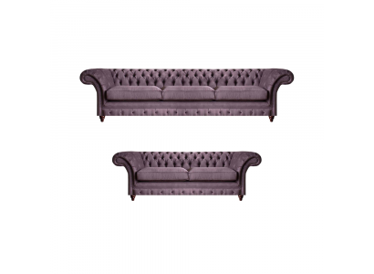 Modern Chesterfield Upholstery Set Elegant Three-Seater Textile 2-Piece 2-Seater