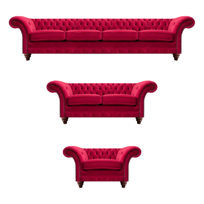 Red Chesterfield Sofa Set Modern Living Room Upholstery Sofas 3-piece