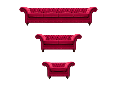 Red Chesterfield Sofa Set Modern Living Room Upholstery Sofas 3-piece