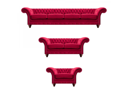 Red Chesterfield Sofa Set Modern Living Room Upholstery Sofas 3-piece