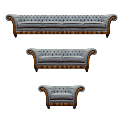 Chesterfield light gray couches designer 4-seater two-seater armchair
