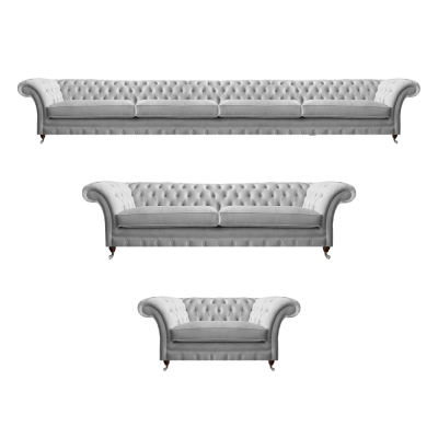 Modern Chesterfield White Upholstered Furniture Designer Seating 3-Piece Set