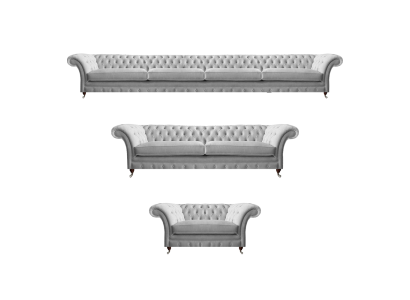 Modern Chesterfield White Upholstered Furniture Designer Seating 3-Piece Set