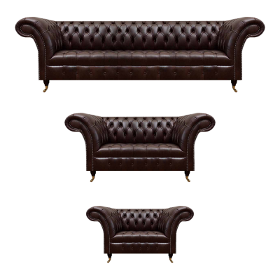 Brown Chesterfield leather couches designer three-seater four-seater armchair