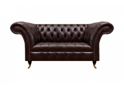 Brown Chesterfield leather sofa designer faux leather couches two-seater