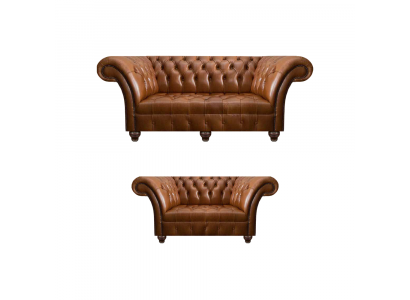 Luxurious brown leather sofa set designer seating furniture 3-seater couch