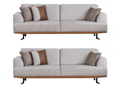 Luxurious set of gray three-seater sofas for living room, modern design