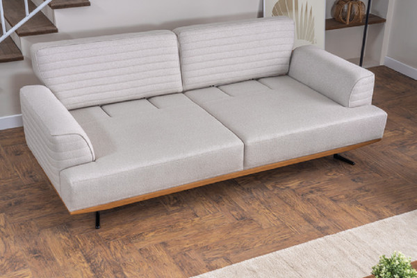Luxurious set of gray three-seater sofas for living room, modern design