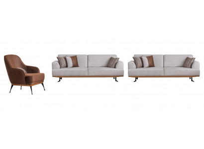 Luxury 3-piece upholstered suite with three-seater sofas & armchair for living room