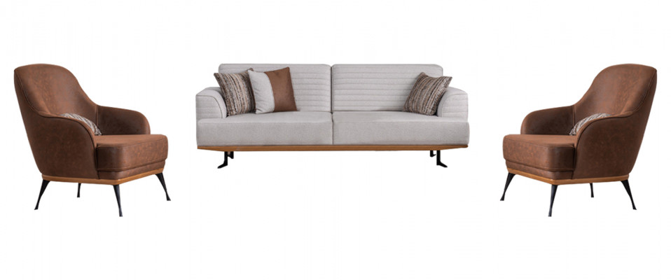 Modern 3-piece living room set: three-seater sofa and armchair for the living room