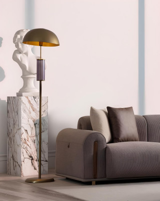 Gray living room seating ensemble, modern four-seater, noble three-seater armchair