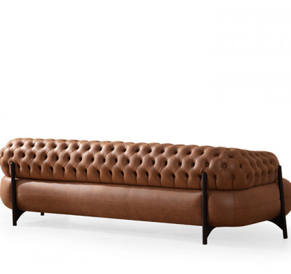Brown-White Living Room Sofa Set Exclusive Three-Seater Sofas Armchair